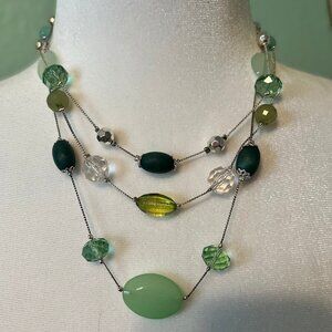 NWT Green Beaded Necklace, The Loft